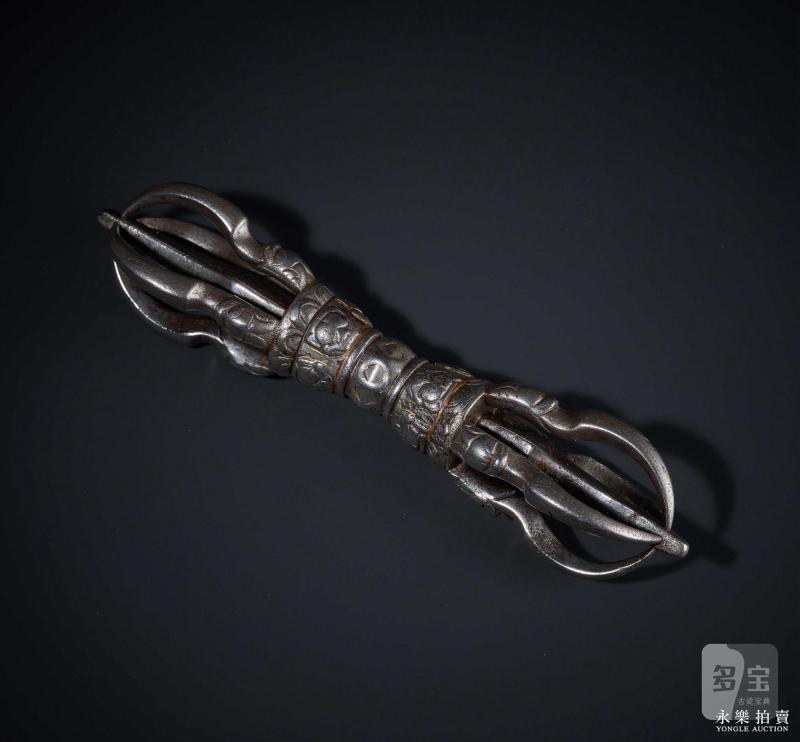 13世纪 （西藏）铁错金错红铜兽面五股金刚杵 - 图7